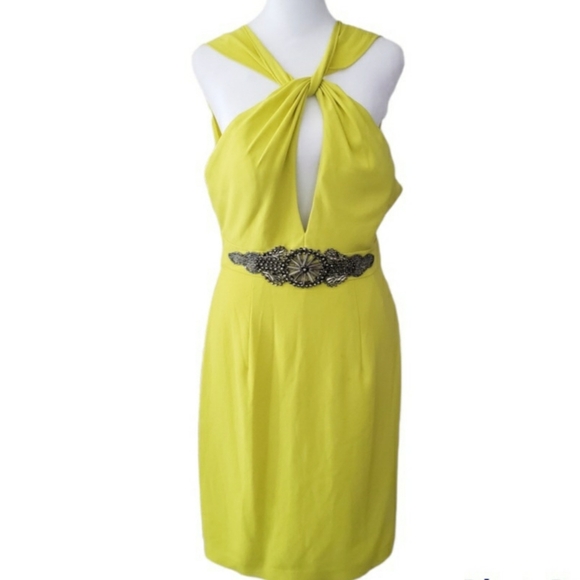 NWT Terani couture Women's 8 yellow open back front twist prom homecoming dress - Picture 2 of 9